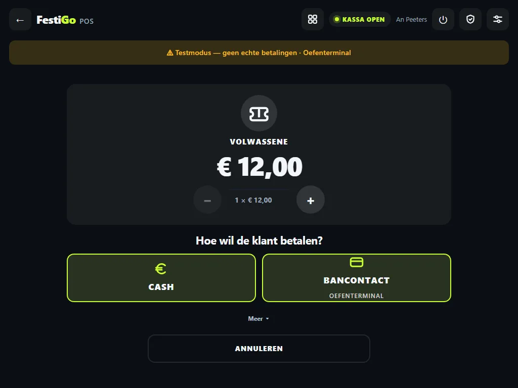 Keuze tussen cash en Bancontact